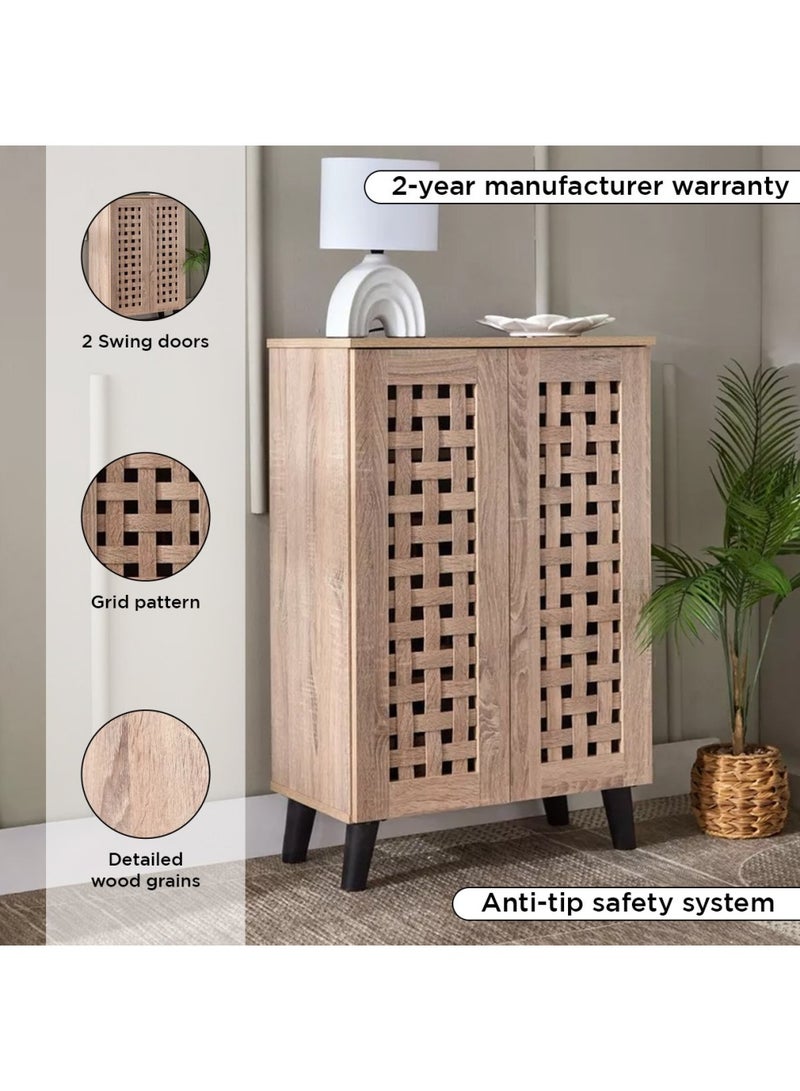 Home Box Belford 12-Pair Shoe Cabinet with 2 Doors , 3 shelves , Engineered Wood With Foil Veneer,Brown - Image 4